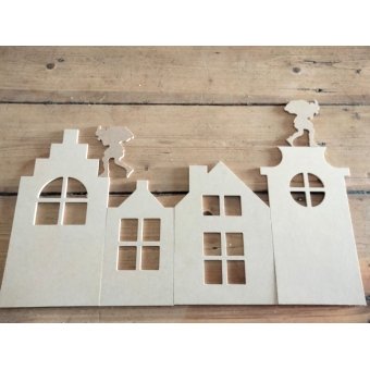 MDFH50   Set  van 4 grachtenpandjes 20 cm